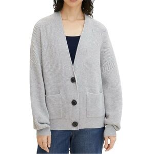 H&M Gray Knit Cardigan Sweater with V-Neck
